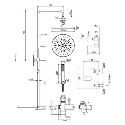 Στήλη ντους New Tech white matt 12065